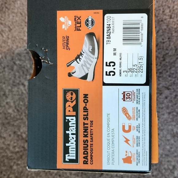 Timberland radius knit slip-on composite toe shoes- black/white-ladies 5.5 - Picture 8 of 10